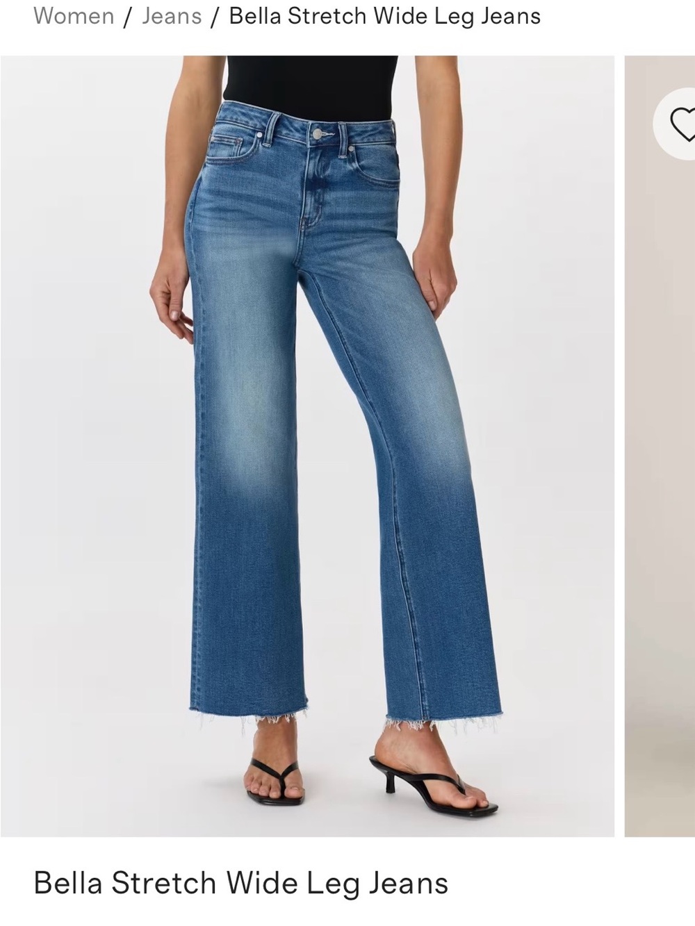 Quince Bella Stretch Wide Leg Jeans 25 Raw Hem High Rise Denim perfect condition